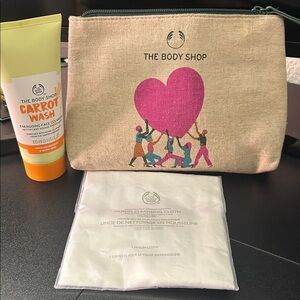 The Body Shop Carrot Wash with make up bag and cleansing cloth